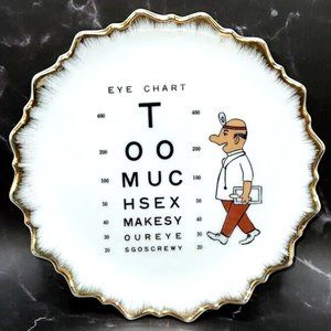 Vintage 1970s/80s Too Much Sex Funny Plate Wall Hanging W N Co Japan